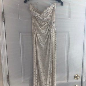 Vintage pearl beaded wedding evening gown c. 1960s